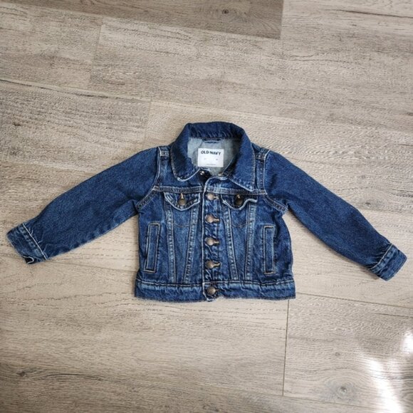 Old Navy Dark Blue Denim Snap Button Jean Jacket Size 3T Unisex - Picture 2 of 9